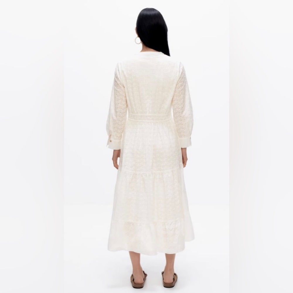 ZARA MIDI RUFFLED COMBINED PERFORATED EMBROIDERY DRESS - Picture 10 of 13